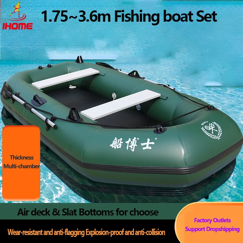 Fishing Kayak Sit On Top - 1.75~3.6m Green Fishing Kayak PVC Inflatable