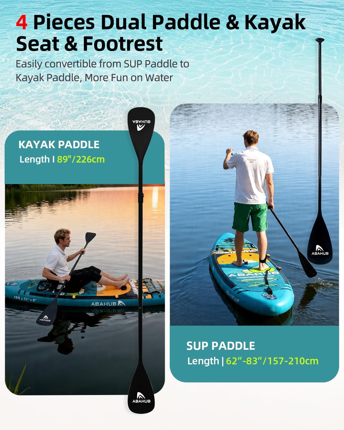 Wide 10.6ft x 31/34in Inflatab - Fishing Kayak Paddle 评论和价格