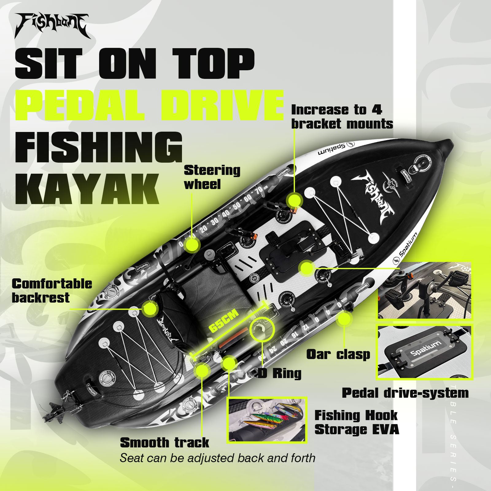 Spatium Pedal Kayak Inflatable - Fishing Kayak Pedal Drive 评论和价格